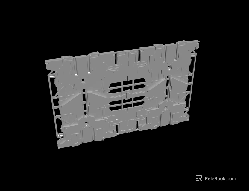 Gray 3D Structural Frame Component With Multiple Holes And Design Details 3d model 