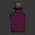 Purple Red Square Medical Device Bottle With Wooden Cork Metal Ring And Smooth Surface Reflection
