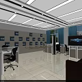 Modern Spacious Office Interior With Office Desks Filing Cabinets Water Dispenser And Potted Plant