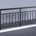 Modern Black Metal Railing with Geometric Pattern and White Base Design 3d model