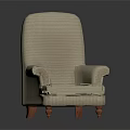 Beige Upholstered Armchair with Comfortable Armrests and Sturdy Wooden Legs for Living Room Decor