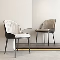 Modern Beige Velvet Dining Chairs With Pleated Backrest And Black Metal Legs