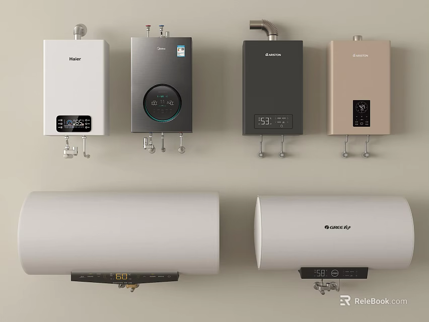 Home Water Heaters Including Wall Mounted And Storage Types For Daily Use 3d model 
