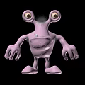 Adorable Pink Cartoon Monster Toy Figure With Big Eyes And Simple Design
