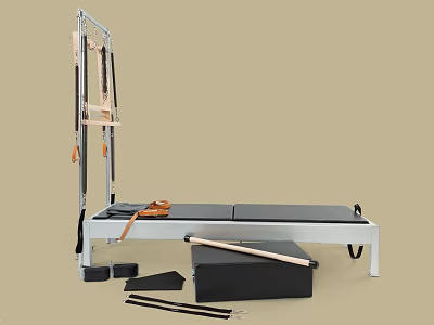 Premium Pilates Equipment Set Including Reformer Bed With Spring Straps Exercise Mat And Accessories 3d model