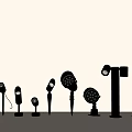 Modern Outdoor Lights With Various Sleek Designs And Distinct Black Shapes Arranged