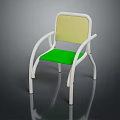 Modern Chair Furniture With White Frame Green Seat Cushion And Yellow Backrest