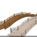 Ancient Chinese Bridges With Wooden Railings Arched Design Brown White