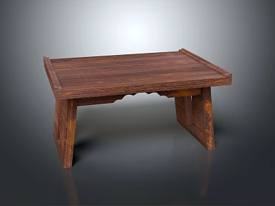Rustic Solid Wood Table With Natural Grain And Sturdy Carved Legs 3d model