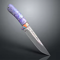 Handcrafted Decorative Knife With Purple Handle Colorful Accents And Engraved Steel Blade