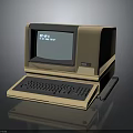 Vintage Electronic Computer Classic Beige Design With Retro Monitor And Built-in Keyboard