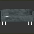 Curved Blue Upholstered Sofa With White Legs And Comfortable Modern Design