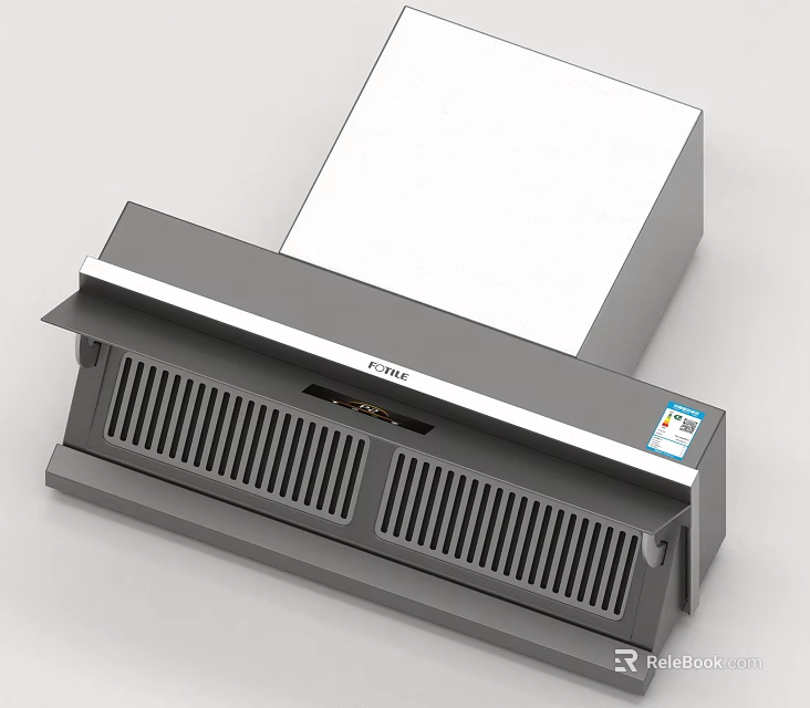 Modern Kitchen Range Hood With Grey Grille And Control Panel Design 3d model