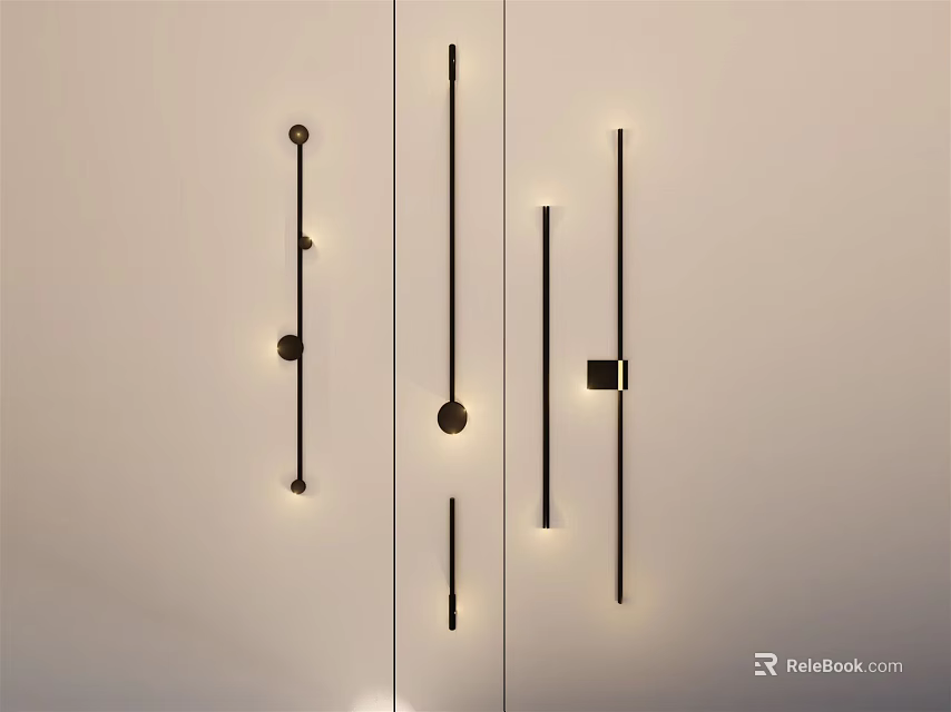 Contemporary Wall Lamps With Slim Black Linear Design And Minimalist Lighting Style 3d model 