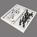 Chess Entertainment Game Set With Foldable Chessboard Black And White Pieces