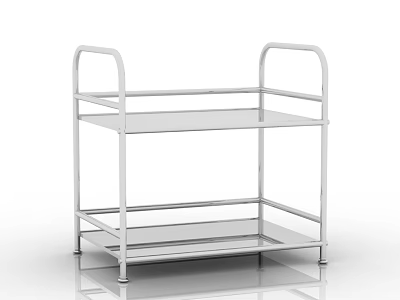 Silver Metal Two Tier Kitchen Storage Rack with Sturdy Handles for Organizing 3d model