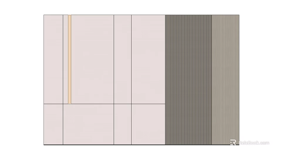 Modern Sofa Background Wall Design With Panel And Vertical Stripe Patterns In Neutral Tones 3d model