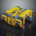 Yellow Mechanical Smart Machine with Tracked Base and Industrial Robotic Components 3d model