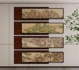 New Chinese Style Decorative Hanging Painting 3d model