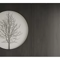 Sofa Background Wall With Round Tree Art And Wooden Panel Design 3d model