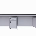 Simple Gray Functional Desk With Drawers Cabinet And Mobile Wheels For Office Use