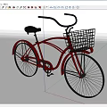 Vintage Red Bicycle With Black Seat And Front Metal Basket Design