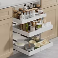 Organized Kitchen Drawer Storage With Spice Jars Bowls And Cooking Utensils