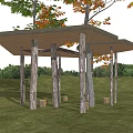 Modern pavilion Natural rest pavilion Wooden characteristic gallery 3d model