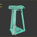 Old White Worn Stool With Broken Seat And Debris Under Dark Background
