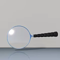 Practical Magnifying Glass With Blue Frame And Black Handle On Light Surface