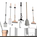 Bathroom Combo Set With Mops Brooms Bucket And Hanging Storage Hooks