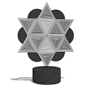 Decorative Ornament Set With Star Shaped Geometric Pattern Black And White Striped Design Circular Base