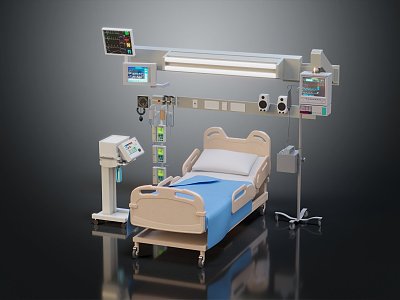 Modern Hospital Bed Medical Bed Operation Bed Push Bed 3d model