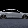 Silver Sporty Sedan Featuring Custom Wheels Modern Front Fascia And Sleek Design