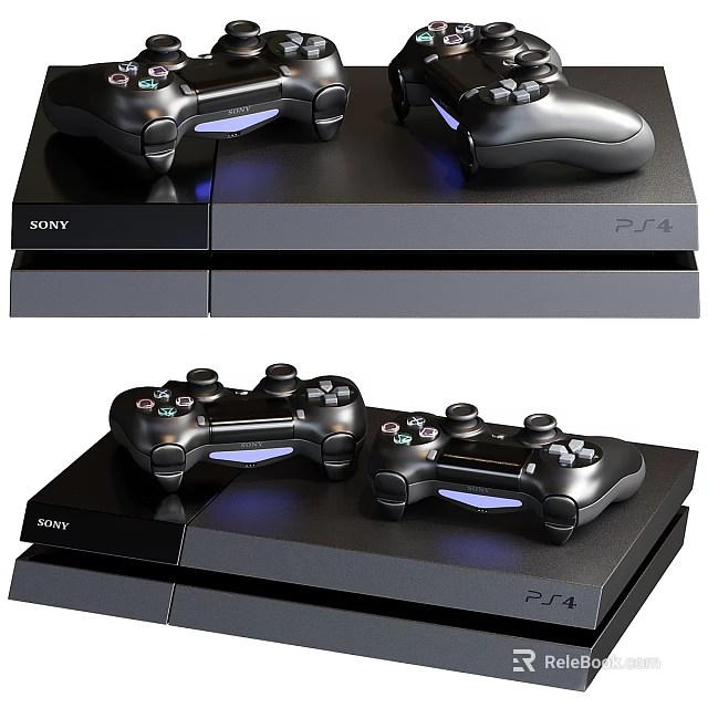 Sony PS4 Black Gaming Console with Wireless Controllers Entertainment Electronics 3d model 