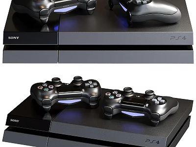 Sony PS4 Black Gaming Console with Wireless Controllers Entertainment Electronics 3d model