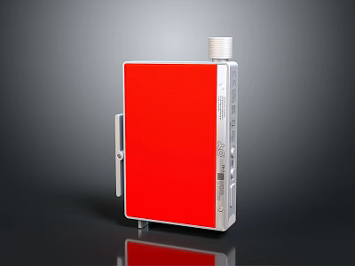 Sleek Red Computer Device with Silver Frame and Cylindrical Top Component Design 3d model