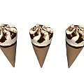 Creamy Vanilla And Chocolate Ice Cream Cones With Nut Toppings