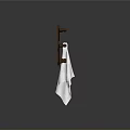 Simple Dark Wooden Cross Frame Furniture With Hanging White Towel