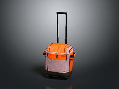 Trendy Orange And Pink Trolley Travel Bag With Rolling Handle For Fashionable Travelers 3d model