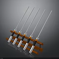 Orange Sturdy Rack With Neatly Arranged White Long Rods And Black Spiral Bases