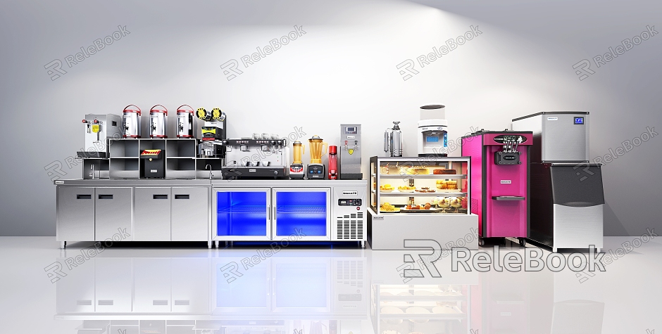 Milk tea shop equipment cake cabinet ice cream machine equipment combination model