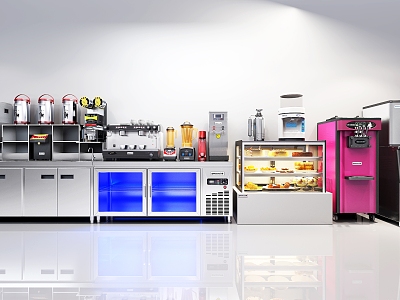 Milk tea shop equipment cake cabinet ice cream machine equipment combination model