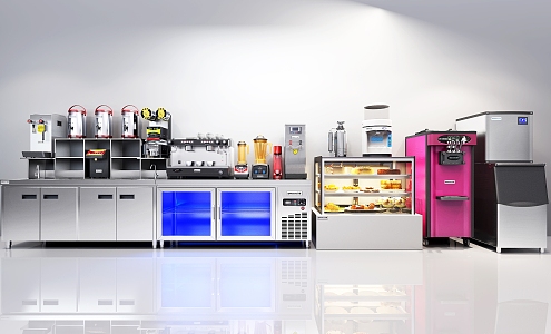 Milk tea shop equipment cake cabinet ice cream machine equipment combination 3d model