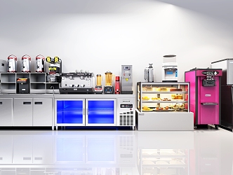 Milk tea shop equipment cake cabinet ice cream machine equipment combination 3d model