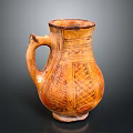 Ancient Earthenware Sculpture With Carved Patterns Handle And Textured Surface 3d model