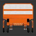 Orange Flatbed Trailer With White Platform And Multiple Wheels On Dark Background 3d model