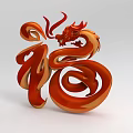 Chinese Traditional Ornament Decor Set with Red Dragon and Fu Character Design