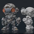 Game and Movie Character Mechanical Robot with Detailed Features and White Prototype Design