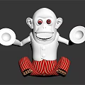 Cartoon Monkey With Red Eyes Holding White Plates In Red And White Striped Pants